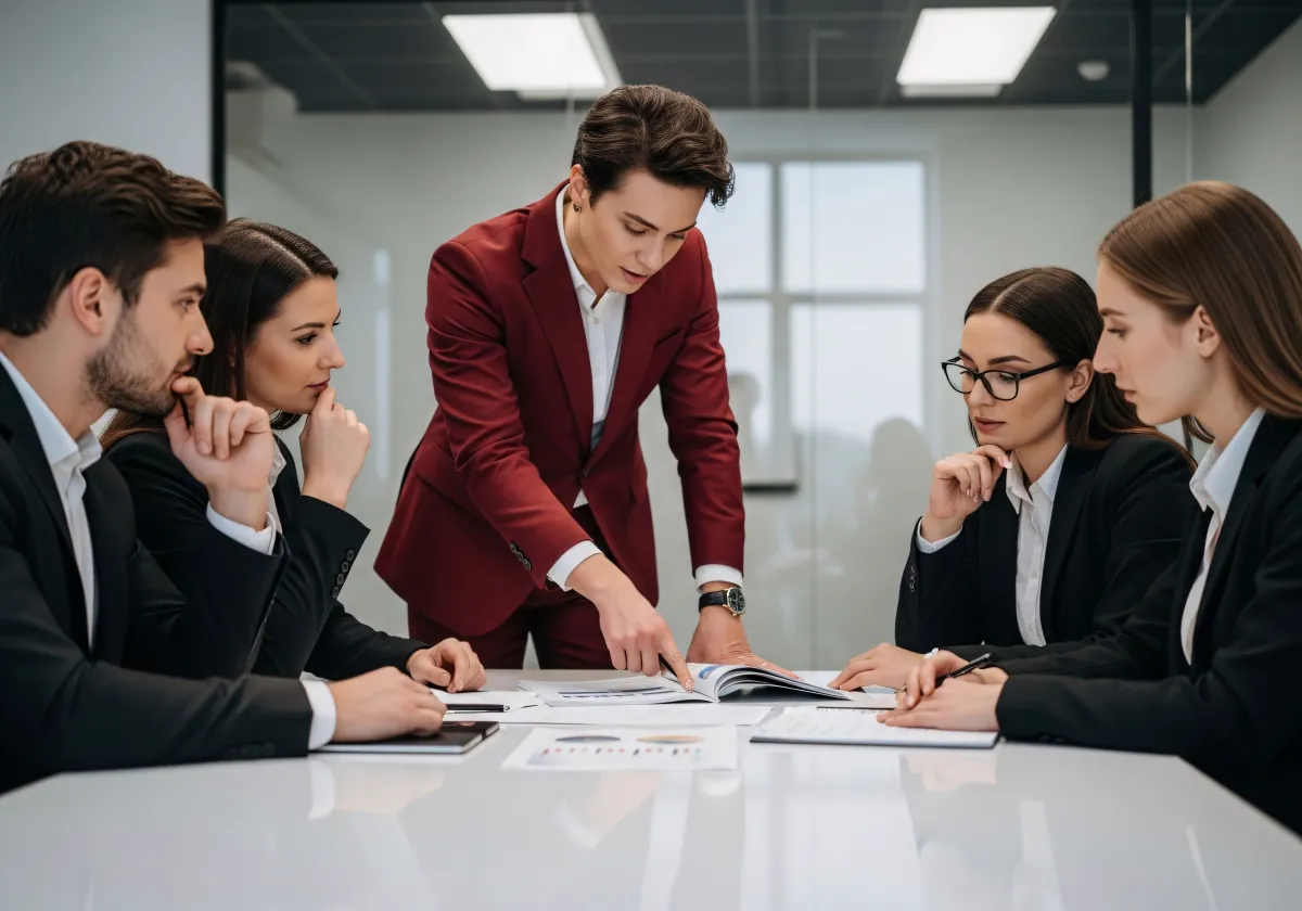 Equipo trabajando en oficina moderna